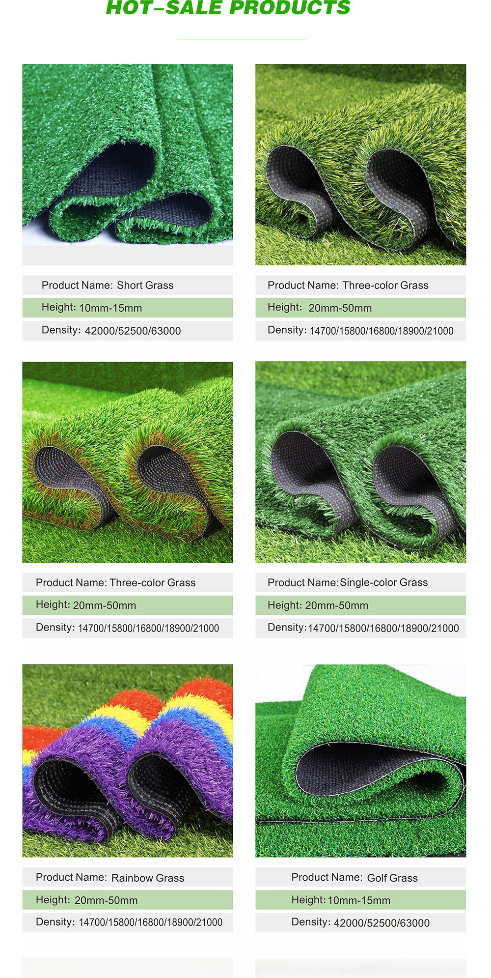 2m*25m Cement Base PP Bag China Artificial Turf Grass 50mm