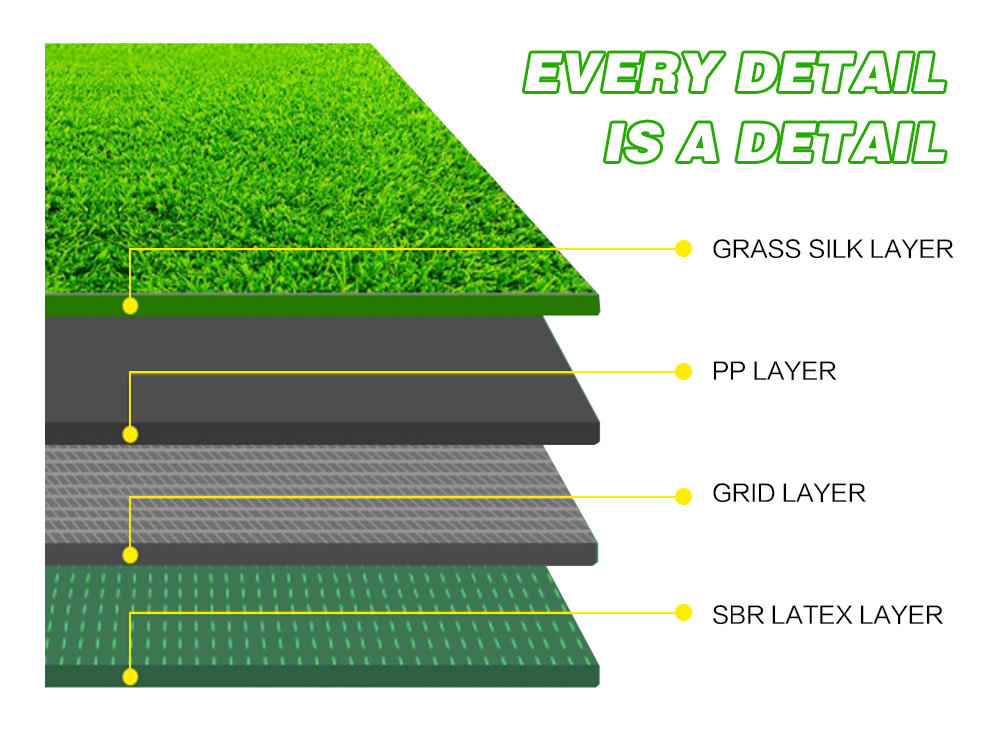 Grid Lime Green PP Bag 2m*25m Flooring Carpet Football 50mm